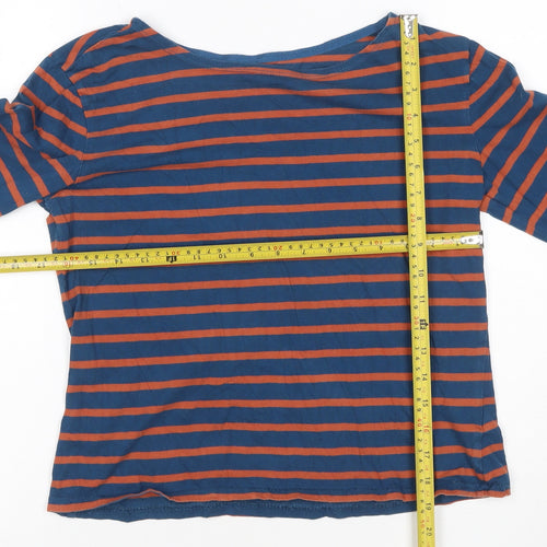 Seasalt Women Blue Striped Nautical Long Sleeve Cotton T-Shirt Size 10