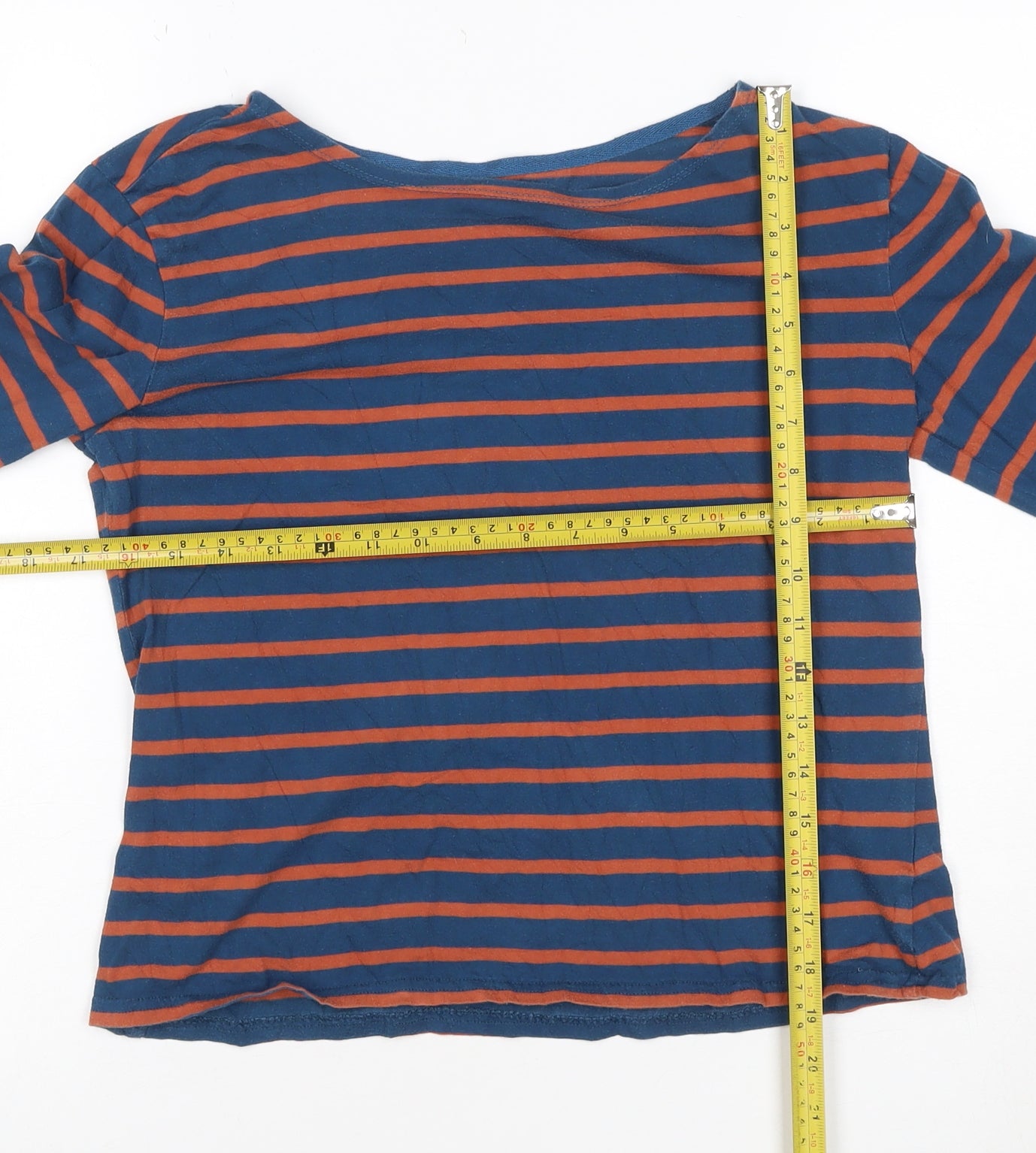 Seasalt Women Blue Striped Nautical Long Sleeve Cotton T-Shirt Size 10