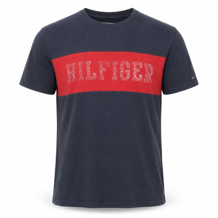 Tommy Hilfiger Denim Men's Blue Red Colourblock Logo T-Shirt M