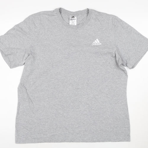 Adidas Men’s Grey Cotton Crew Neck Short Sleeve T-Shirt L