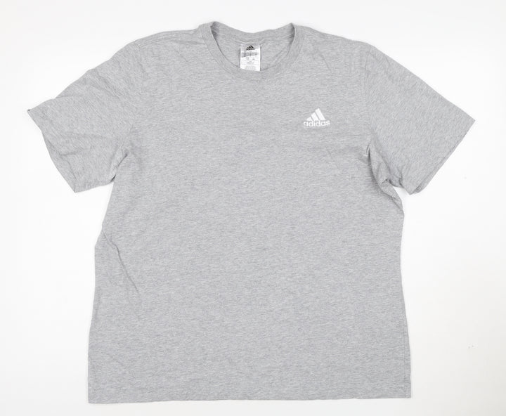 Adidas Men’s Grey Cotton Crew Neck Short Sleeve T-Shirt L