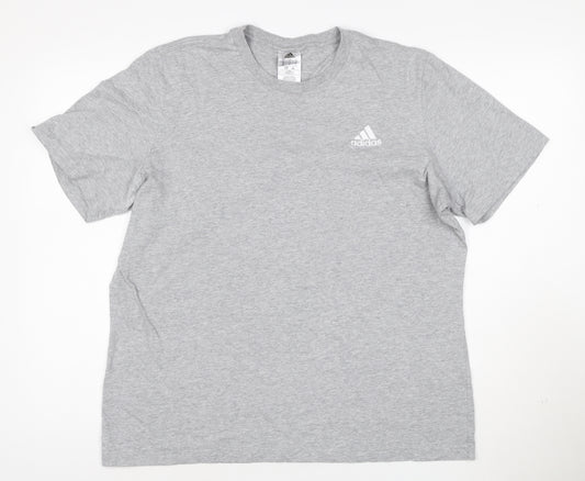 Adidas Men’s Grey Cotton Crew Neck Short Sleeve T-Shirt L