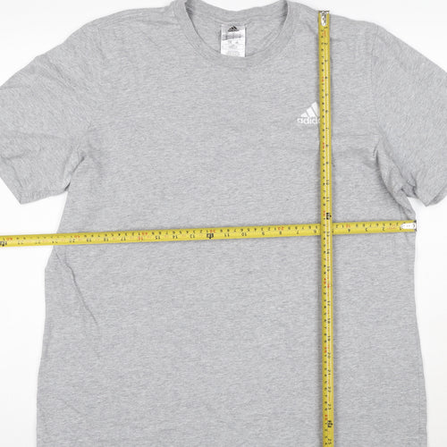 Adidas Men’s Grey Cotton Crew Neck Short Sleeve T-Shirt L