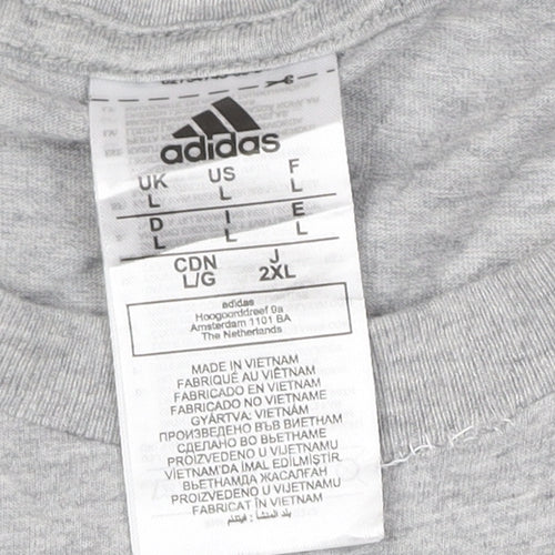 Adidas Men’s Grey Cotton Crew Neck Short Sleeve T-Shirt L