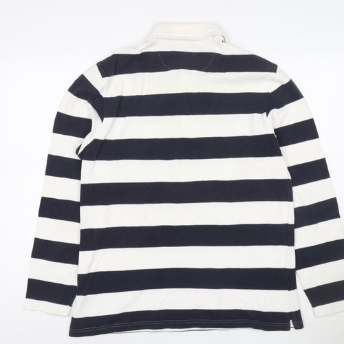 Blue Harbour Men's Navy White Striped Long Sleeve Polo Shirt M