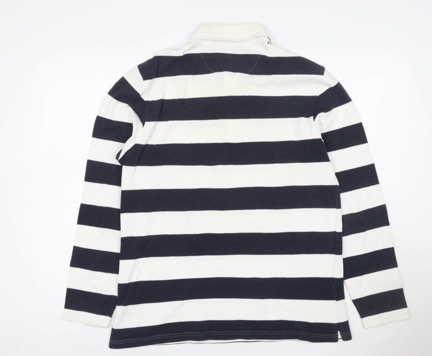 Blue Harbour Men's Navy White Striped Long Sleeve Polo Shirt M
