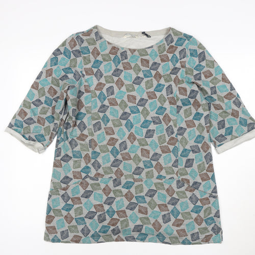 Seasalt Womens Multicoloured Leaf Tunic Top Size 14 Cotton 3/4 Sleeve