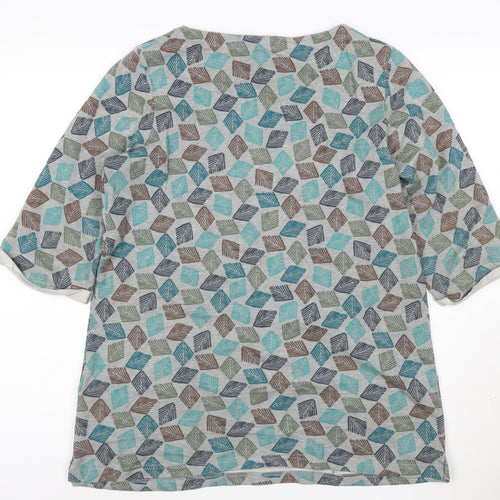 Seasalt Womens Multicoloured Leaf Tunic Top Size 14 Cotton 3/4 Sleeve