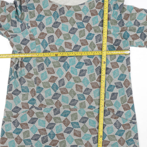 Seasalt Womens Multicoloured Leaf Tunic Top Size 14 Cotton 3/4 Sleeve