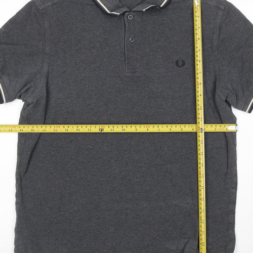 Fred Perry Men's Grey Cotton Polo Shirt Size L Regular Fit