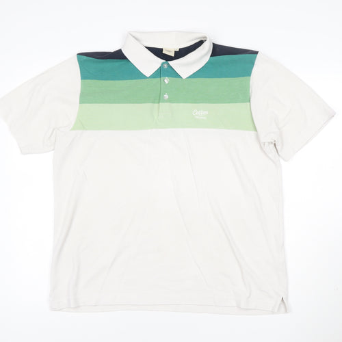Cotton Traders Men's Multicoloured Striped Polo Shirt L