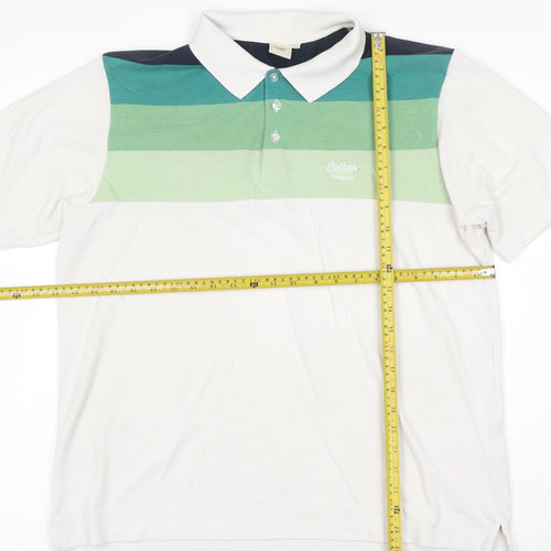 Cotton Traders Men's Multicoloured Striped Polo Shirt L