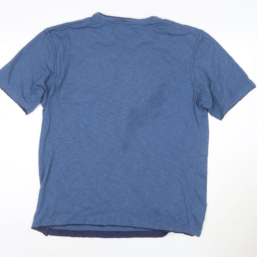 No Fear Men’s Blue V-Neck Dragon Graphic T-Shirt Size L
