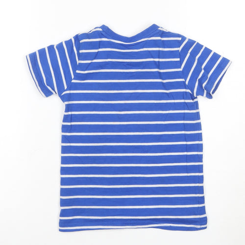 Beverly Hills Polo Club Boys Blue Striped T-Shirt 7-8 Years Short Sleeve