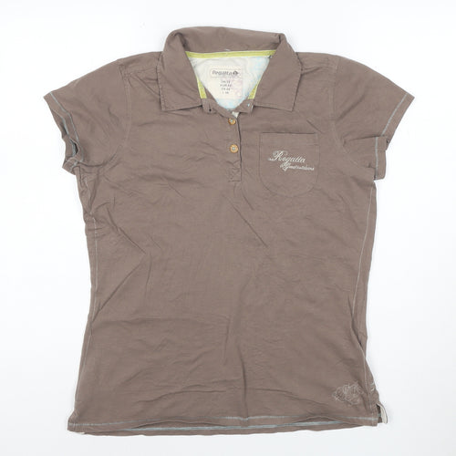 Regatta Women's Brown Polo Shirt UK 16 Cotton Short Sleeve Casual