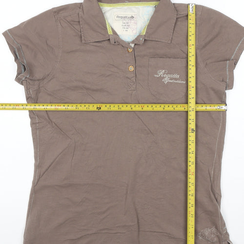 Regatta Women's Brown Polo Shirt UK 16 Cotton Short Sleeve Casual