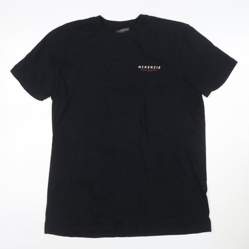 McKenzie Men's Black Cotton Crew Neck Short Sleeve T-Shirt L