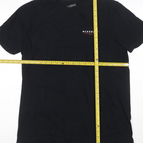 McKenzie Men's Black Cotton Crew Neck Short Sleeve T-Shirt L