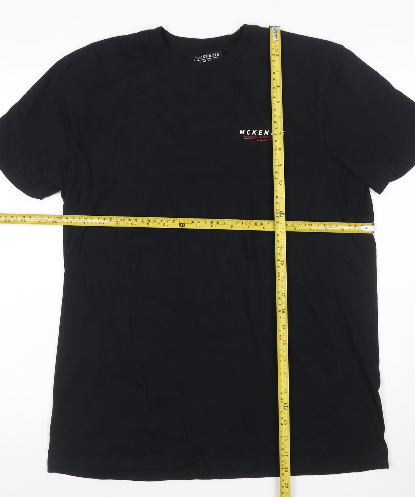 McKenzie Men's Black Cotton Crew Neck Short Sleeve T-Shirt L