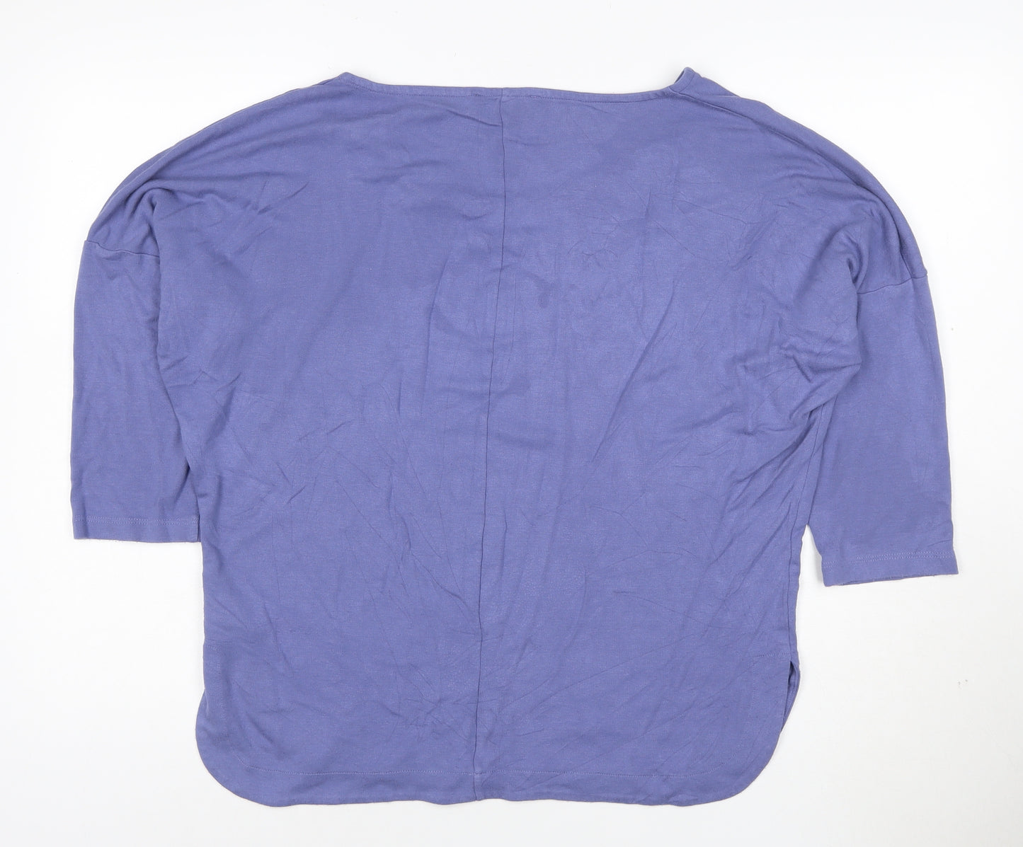 Jaeger Women Purple Relaxed Boat Neck 3/4 Sleeve Jersey Top L