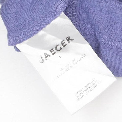 Jaeger Women Purple Relaxed Boat Neck 3/4 Sleeve Jersey Top L
