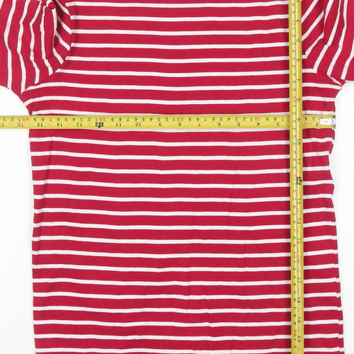 Cotton Traders Womens Red White Striped 3/4 Sleeve Cotton T-Shirt UK 10