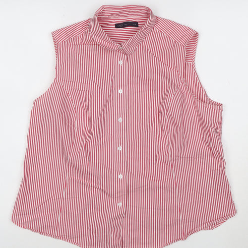 Marks and Spencer Women’s Red Striped Sleeveless Collared Blouse Size 18