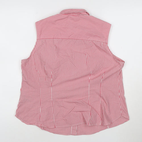 Marks and Spencer Women’s Red Striped Sleeveless Collared Blouse Size 18