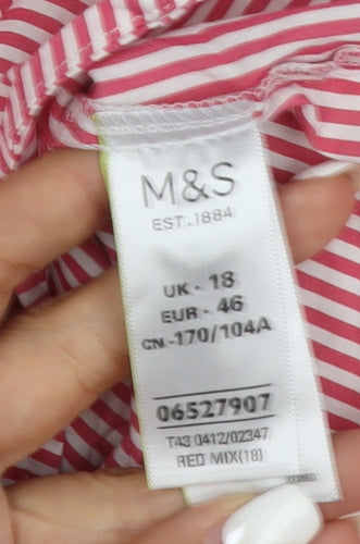 Marks and Spencer Women’s Red Striped Sleeveless Collared Blouse Size 18