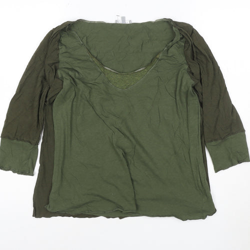 Per Una Women’s Green Tunic Blouse Size 16 V-Neck Jersey Top