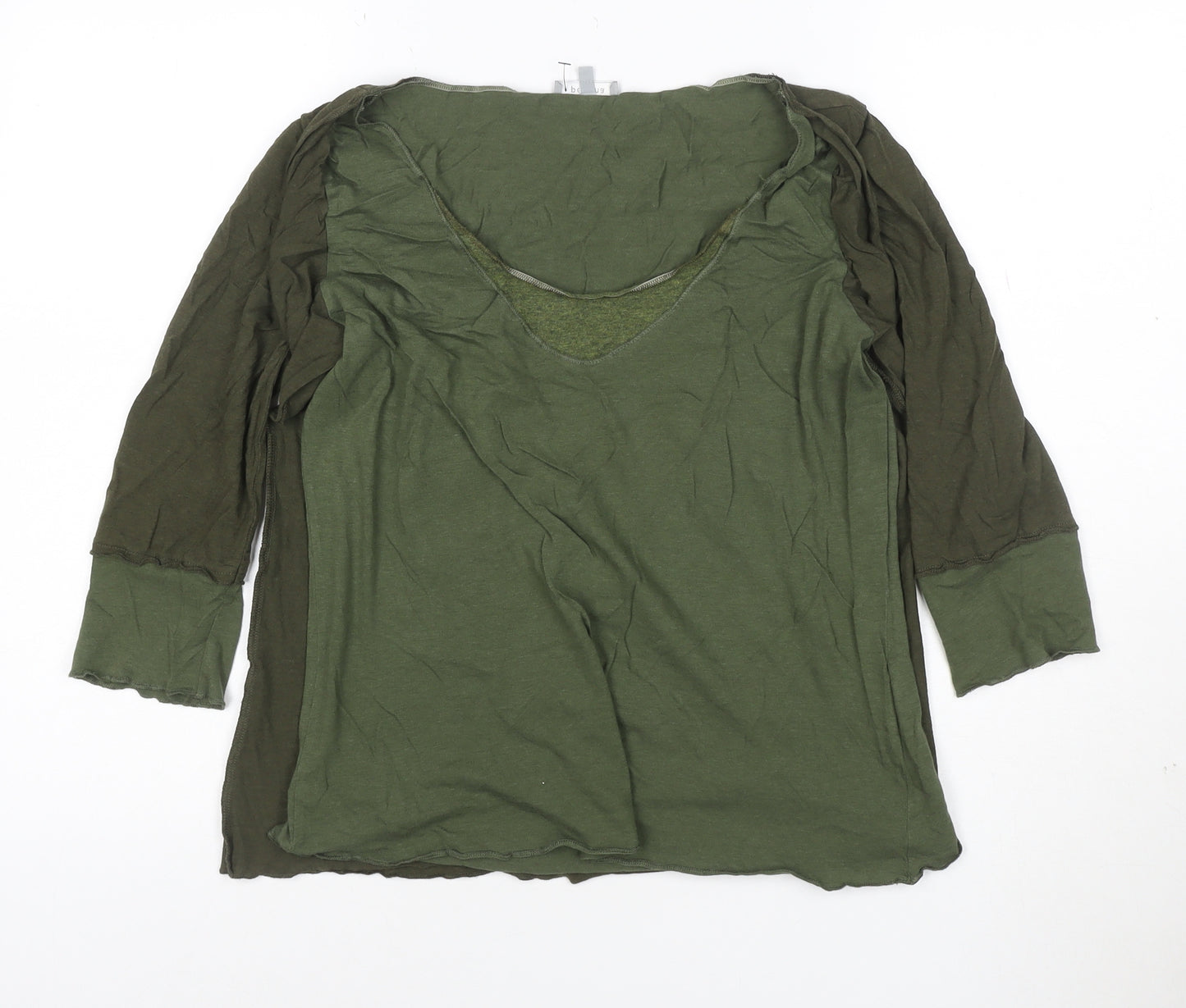 Per Una Women’s Green Tunic Blouse Size 16 V-Neck Jersey Top