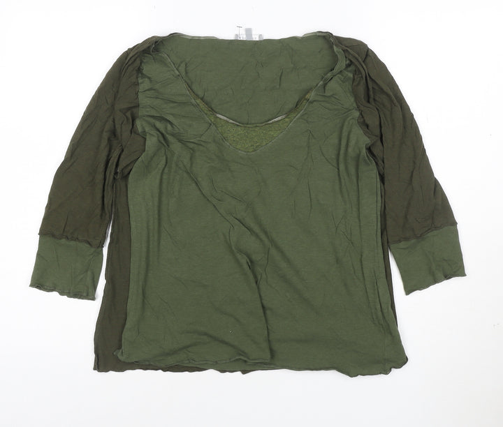 Per Una Women’s Green Tunic Blouse Size 16 V-Neck Jersey Top