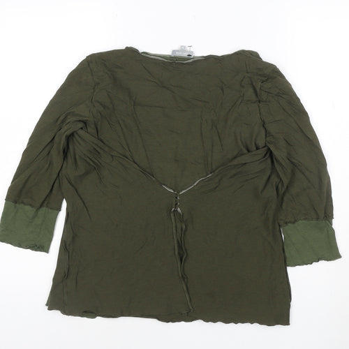 Per Una Women’s Green Tunic Blouse Size 16 V-Neck Jersey Top