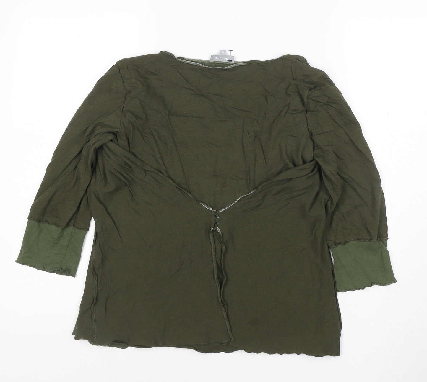 Per Una Women’s Green Tunic Blouse Size 16 V-Neck Jersey Top