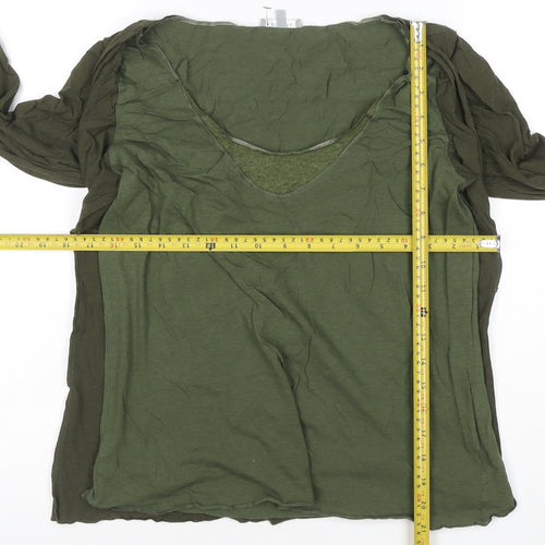 Per Una Women’s Green Tunic Blouse Size 16 V-Neck Jersey Top