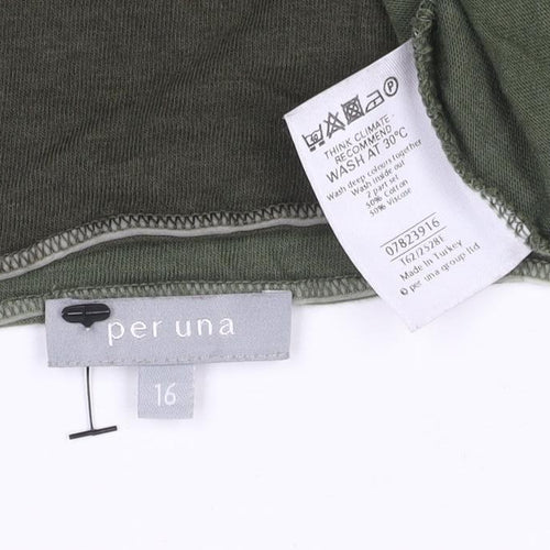 Per Una Women’s Green Tunic Blouse Size 16 V-Neck Jersey Top