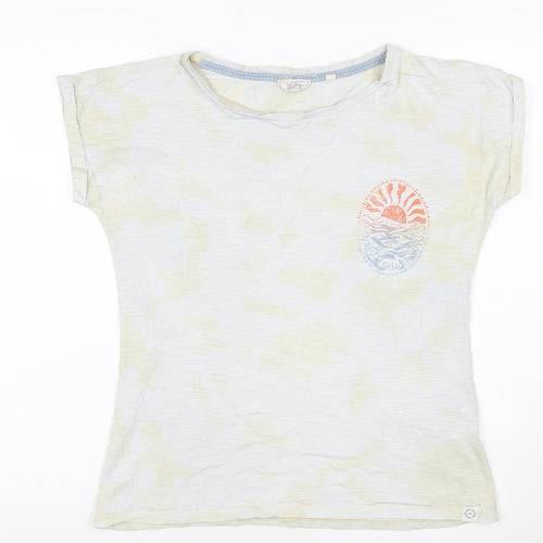 Fat Face Women’s White Graphic T-Shirt Size 8 Beach Print