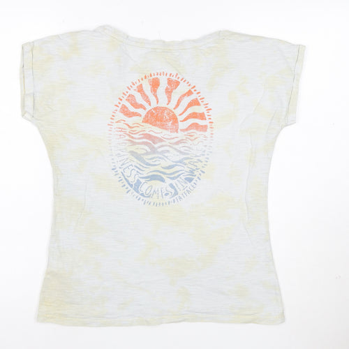 Fat Face Women’s White Graphic T-Shirt Size 8 Beach Print