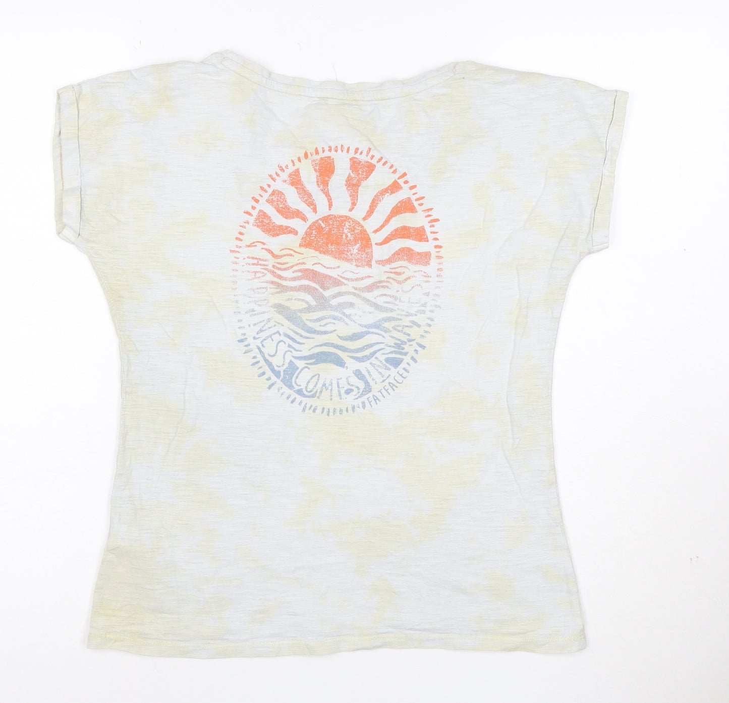 Fat Face Women’s White Graphic T-Shirt Size 8 Beach Print