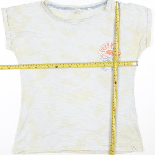 Fat Face Women’s White Graphic T-Shirt Size 8 Beach Print