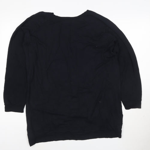 Poetic Eros Womens Black Long Sleeve Yin Yang Heart T-Shirt Size L