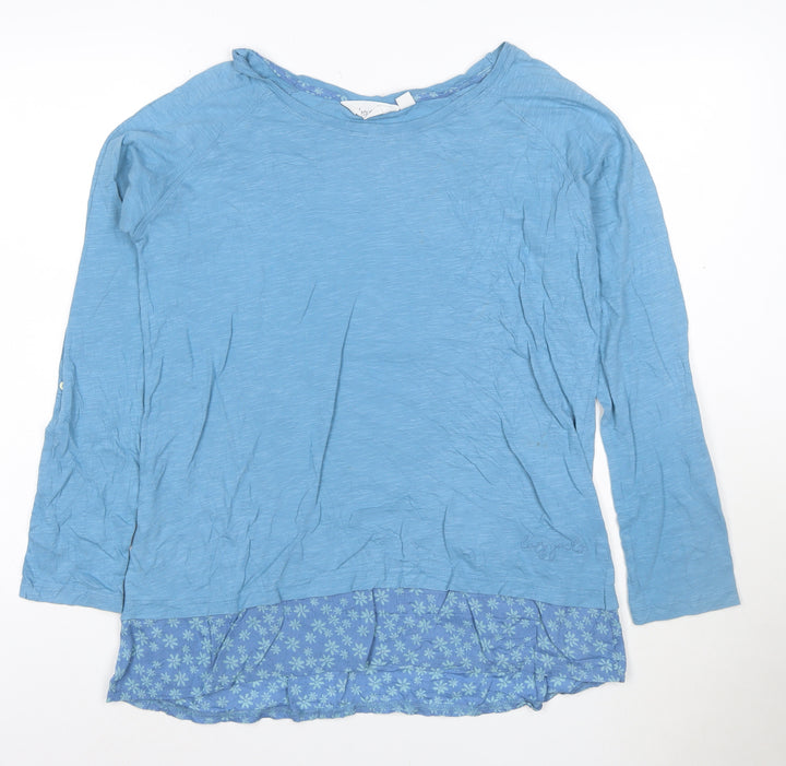 Lazy Jacks Womens Blue Cotton Tunic Blouse UK 12 3/4 Sleeve