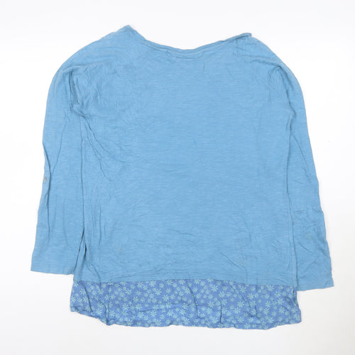 Lazy Jacks Womens Blue Cotton Tunic Blouse UK 12 3/4 Sleeve
