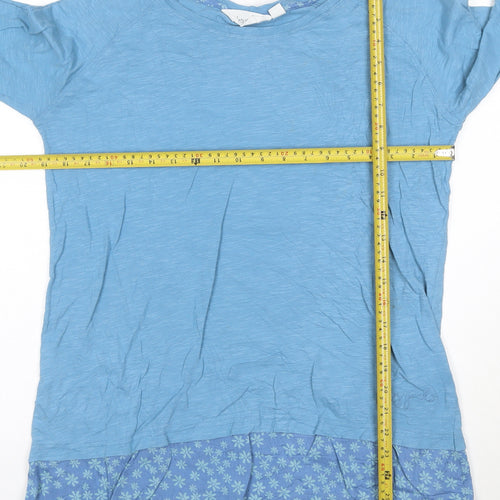 Lazy Jacks Womens Blue Cotton Tunic Blouse UK 12 3/4 Sleeve