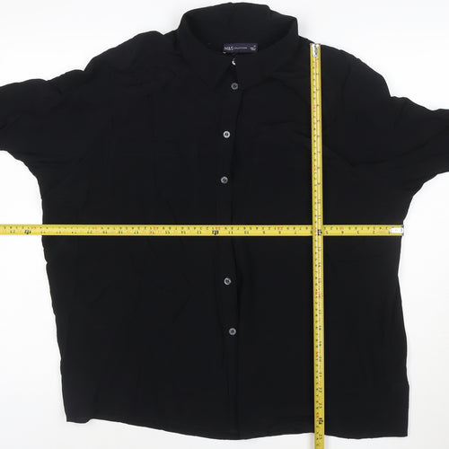 Marks and Spencer Women Black Size 20 Chiffon Long Sleeve Button-Up Shirt