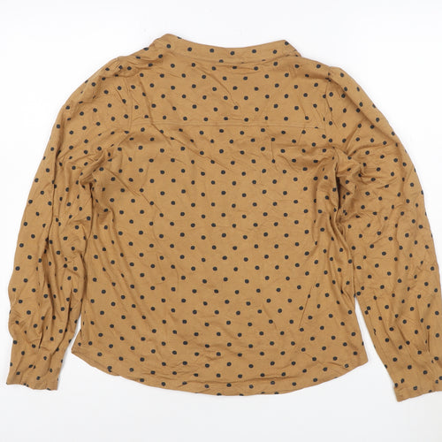 White Stuff Women's Brown Polka Dot Button-Up Shirt Size 10