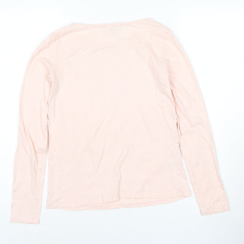 Laura Ashley Women's Pink Sequin Long Sleeve Cotton T-Shirt Size 10