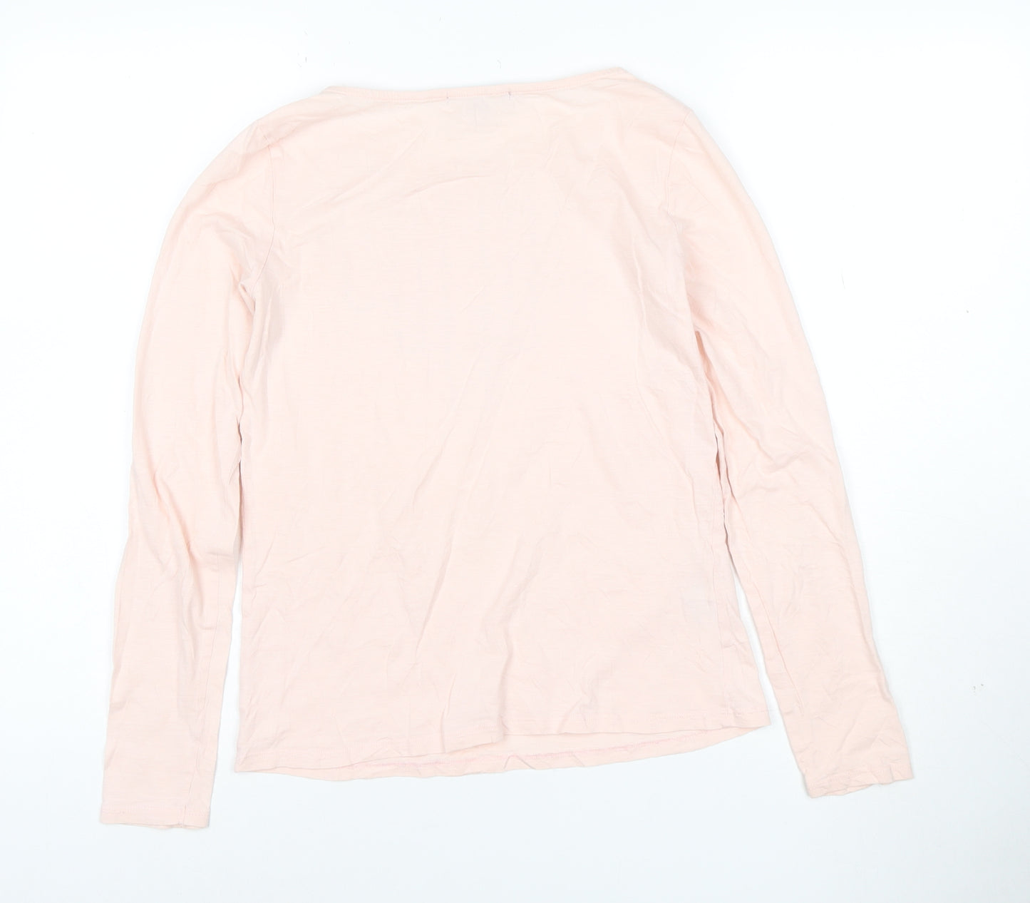 Laura Ashley Women's Pink Sequin Long Sleeve Cotton T-Shirt Size 10