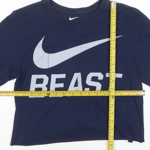 Nike Women's Blue Dri-Fit Cropped Athletic T-Shirt Small