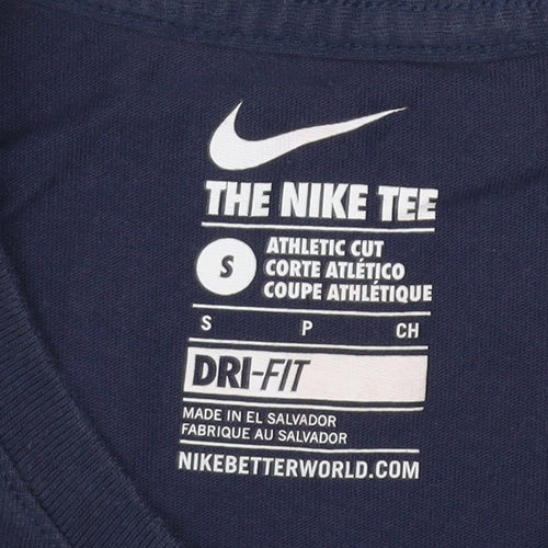 Nike Women's Blue Dri-Fit Cropped Athletic T-Shirt Small